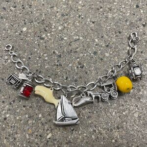 Vintage Charm Bracelet w/ 8 charms from all over